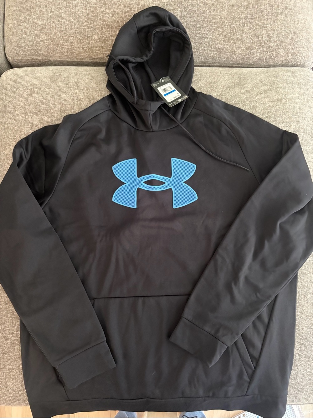 Under Armour Black Hoodie with Blue Accent Logo Tag